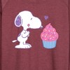 Women's - Peanuts - Snoopy Heart Cupcake Lightweight French Terry Wide Neck Long Sleeve Shirt - 2 of 4