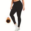 Women's Plus - Size Winter Fleece - Lined Yoga Leggings, Warm and Comfortable Activewear for Cold Days - 4 of 4