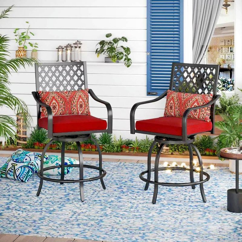 5pc Outdoor Set with Swivel Stools &#38; Cushions &#38; Square Metal Table - Captiva Designs, 5 of 16
