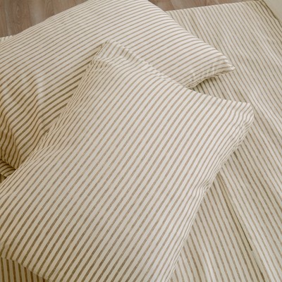 Queen Light Taupe Striped Microfiber Sheet Set
