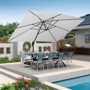 PURPLE LEAF Cantilever Umbrella Rectangle Outdoor Patio Umbrella Large Offset Hanging Umbrella with 360-degree Rotation Adjustable With Base - 1 of 4