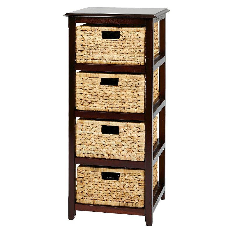 Seabrook FourTier Storage Unit with Espresso and Natural Baskets - OSP Home Furnishings, 1 of 8