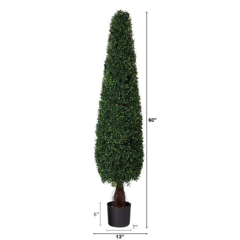 Nearly Natural 5-ft Boxwood Topiary Artificial Tree UV Resistant (Indoor/Outdoor), 2 of 5