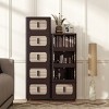 GlasFlength Decorative Storage Cabinets Accent Cabinet Folding Storage Cabinet Free standing Cabinet for Living Room, Brown, 19.69"*11.81"*50" - 2 of 4