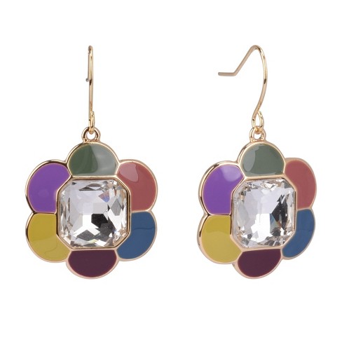 Isaac Mizrahi Enamel Flower Drop Earrings : Target