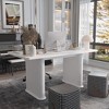 FUFU&GAGA Modern White Minimalist Dining Table with Decorative Pillar Legs - 2 of 4