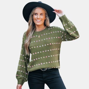 Women's Rainbow Dots Long Sleeve Sweater - Cupshe - 1 of 4