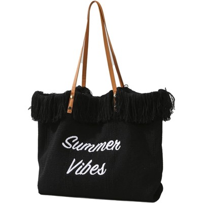 BEAFUP Personalized Embroidered Tote Bag - Large Capacity Travel Shoulder Bag for Women, Lettering Canvas Tote for Daily Wear