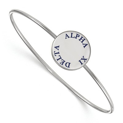 Black Bow Jewelry Sterling Silver Alpha Xi Delta Greek Life Bangle Bracelet 8 Inch