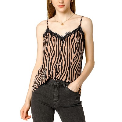 Allegra K Women's V Neck Lace Spaghetti Strap Sleeveless Camisole