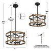 LNC Chet 4-light 18" Modern Farmhouse Small Drum Chandelier, Antique Brown and Matte Black, with 4 Seeded Glass Shade - 3 of 4