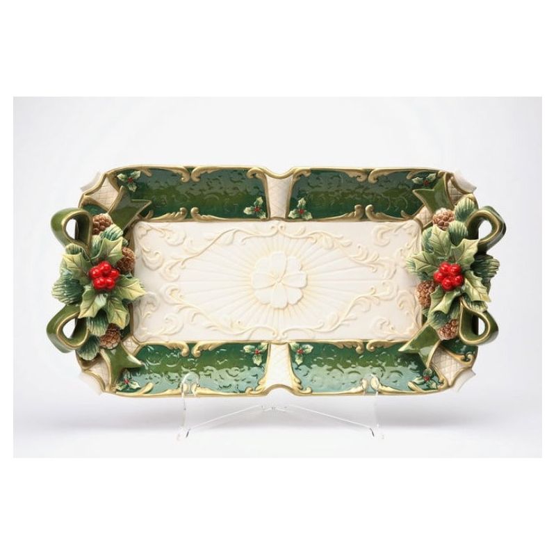 Kevins Gift Shoppe Hand Painted Ceramic Christmas Holly Tray, 1 of 4