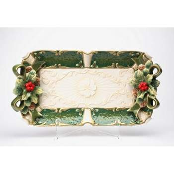 Kevins Gift Shoppe Hand Painted Ceramic Christmas Holly Tray