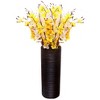 Uniquewise Brown Decorative Contemporary Mango Wood Ribbed Design Cylinder Shaped Vase - 2 of 4