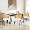 Bekrvio Mid-Century Modern Rattan Dining Chairs Set of 2/4,PU leather/Boucle Upholstered Kitchen Chairs with Cane Back and Metal Leqs for Dining Room - 3 of 4