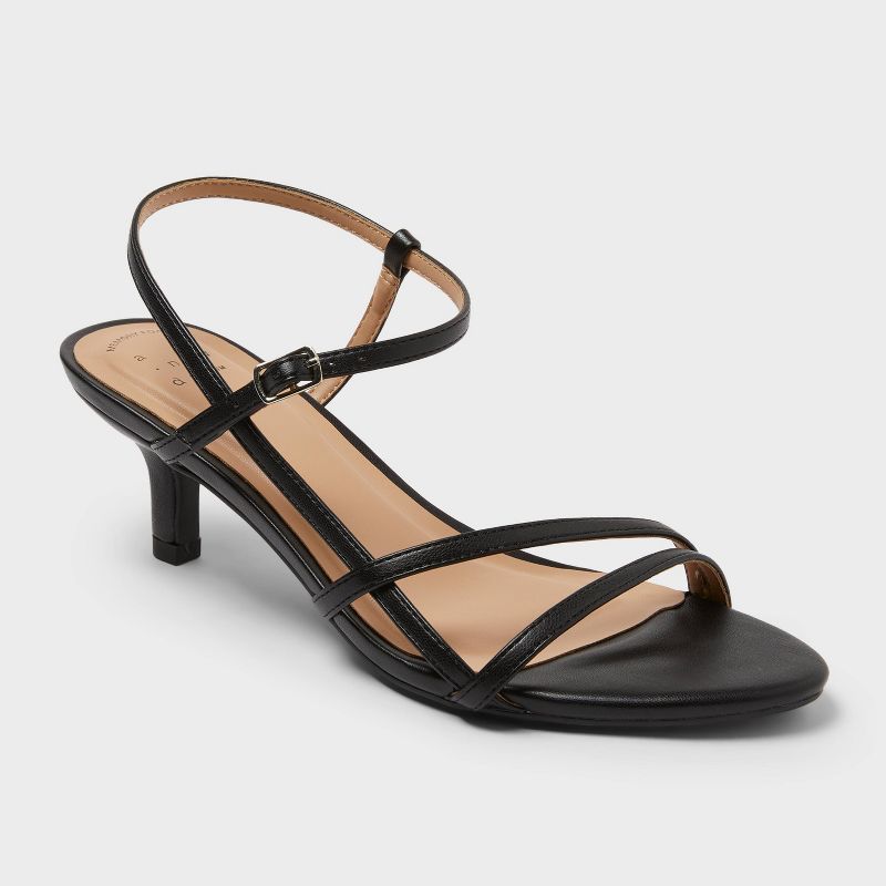 Women’s Stella Almond Toe Strappy Heels - A New Day™ Black 5