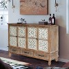 VYNXARIA 59" Chic Natural Wood Accent Cabinet - 4 Doors & 3 Drawers, Stylish Storage Solution - 2 of 4