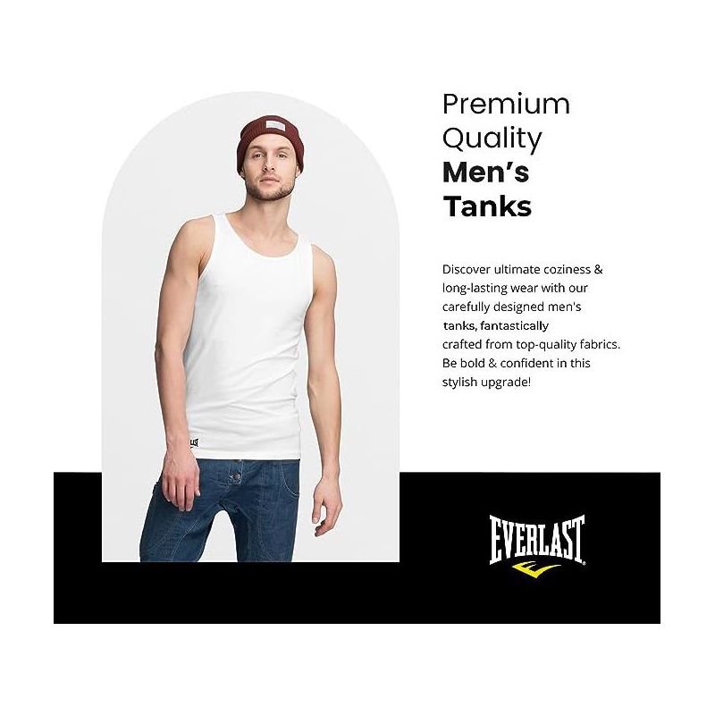 Everlast Men's 3 Pack Tank Top Essentials Undershirts Tagless Breathable T-Shirt For Men, 2 of 7