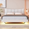 NicBex Full Floating Upholstered Bed Frame with Linen Tufted Headboard,Platform Bed Frame with LED Light and Charging Station,Easy Assembly,Beige/Gray - 2 of 4
