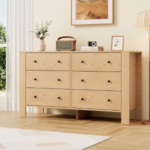 6 Drawer Dresser for Bedroom, Modern Double Dresser Organizer with Storage Drawers, Wooden Chests of Drawers for Bedroom, Entryway, Hallway - 1 of 4