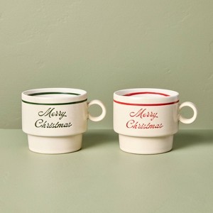 Set of 2 'Merry Christmas' Holiday Mug Green/Red - Hearth & Hand™ with Magnolia - 1 of 3