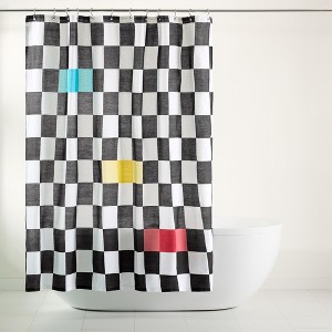 TOWN & COUNTRY PLAY Betty Bold Checkerboard Cotton-Rich Breathable Fabric Shower Curtain - 1 of 4