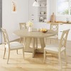Farmhouse Dining Table, 47 Inch Round Kitchen Table for 4, Industrial Dinner Table with Wooden Top and Metal Base - 2 of 4