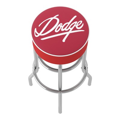 White Leather and Metal Swivel Backless Bar Stool