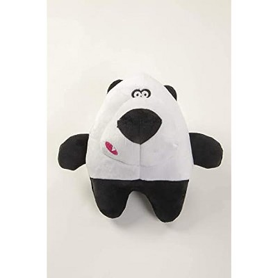 goDog Panda Pup Squeaky Plush Dog Toy, Chew Guard Technology - Black/White, Large
