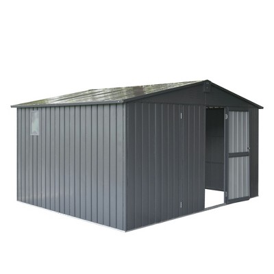 NicBex Metal Outdoor Storage Shed with Lockable Doors and Windows for Backyard Garden,Patio,Gray