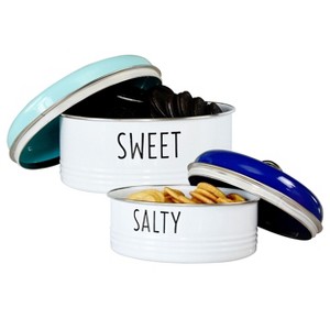 Outshine Co Farmhouse Round Tin Snack Containers with Lids - Set of 2 - 1 of 4