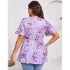 Garvee Women Plus Size Sweetheart Neck Tunic Tops Floral Short Sleeves Pleated Peplum Babydoll Casual Blouse T shirts - 3 of 4
