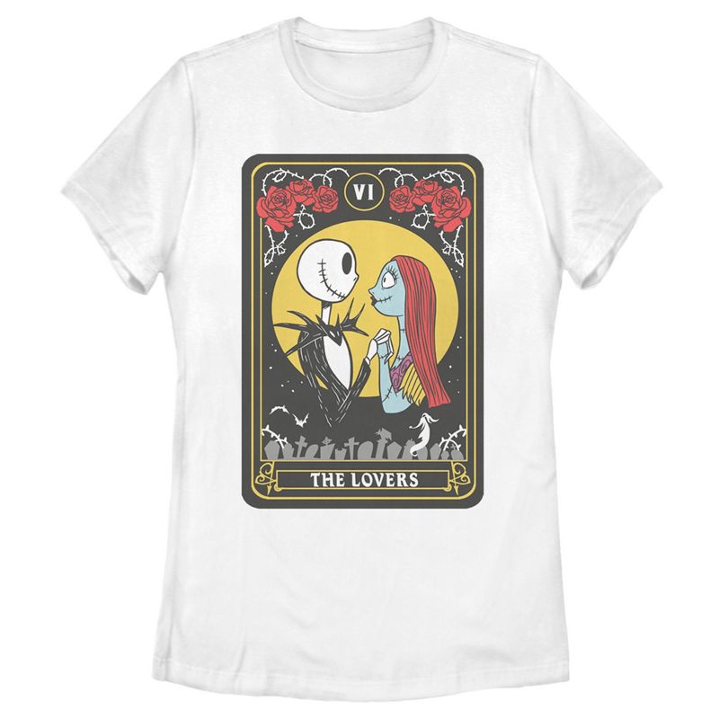 Women's The Nightmare Before Christmas The Lovers Tarot Card T-Shirt, 1 of 5