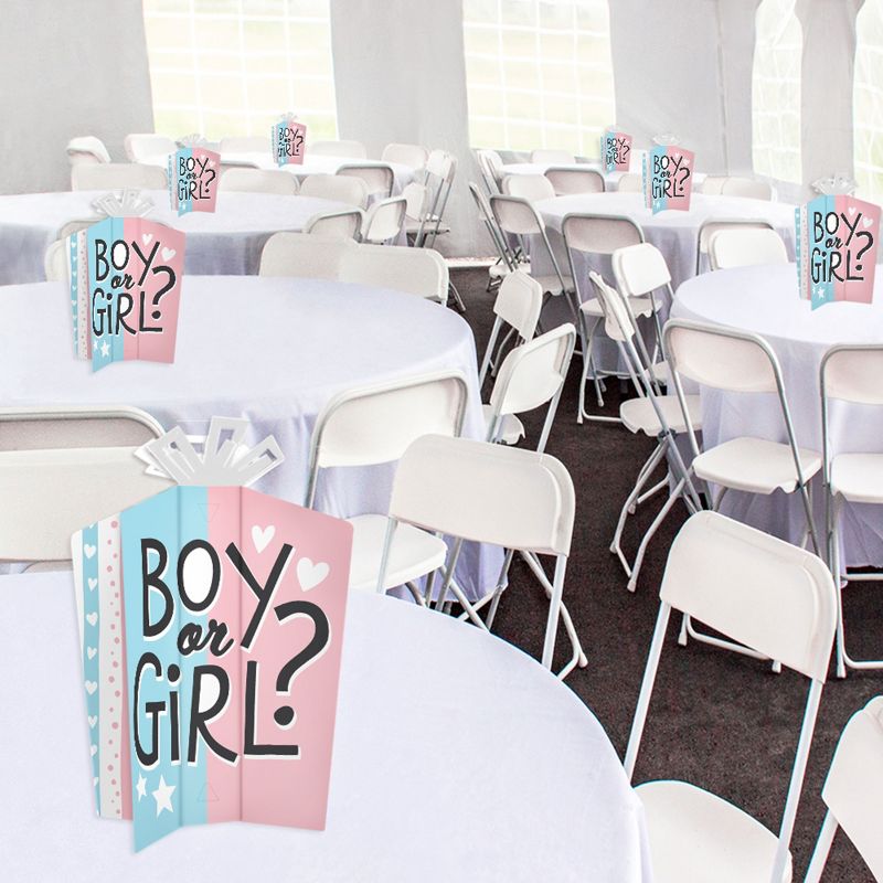 Big Dot of Happiness Baby Gender Reveal - Table Decorations - Team Boy or Girl Party Fold and Flare Centerpieces - 10 Count, 2 of 8