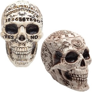 SCS Direct Zodiac & Spirit Board Skulls- 2 Pk, Human Skeleton Head Sculpture - Indoor Decor for Parties, Haunted Houses, Gothic Aesthetic - 1 of 4
