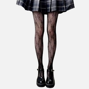 Anna-Kaci Women's 3-Piece Set Bow Pattern Mesh Tights with Soft Stretch Knit, Intricate Allover Detail, and Sheer Finish - 1 of 3