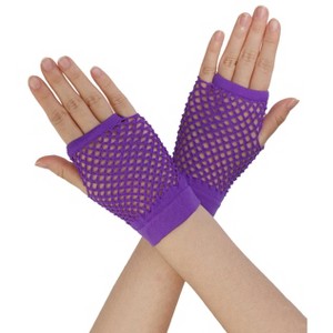 Allegra K Women's Mesh Fingerless Fishnet Gloves - 1 of 4