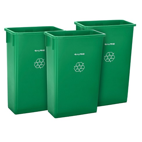 Alpine Industries Recycling Bin Trash Can 23 Gallon Green Commercial 3/pack  (477-grn-3) : Target