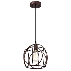 Chloe Lighting Ironclad Industrial 1 Light Oil Rubbed Bronze Mini Pendant Ceiling Fixture 10"Wide - 1 of 4