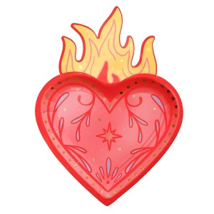 Jollity & Co. - Heart on Fire Dessert Plates - Pack of 8 Paper Plates - 1 of 3