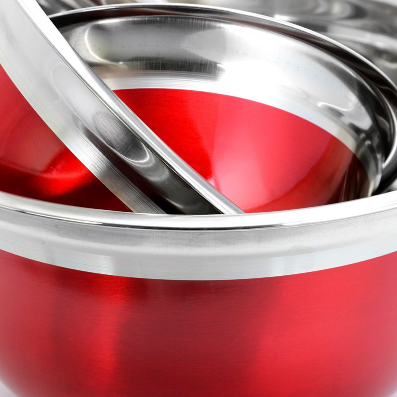 Oster Rosamond 3 Piece Stainless Steel Round Mixing Bowls in Red, 3 of 10