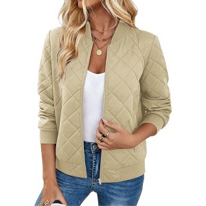 Zeagoo Women's Bomber Jacket Casual Coat Zip Up Spring Fall Clothes with Pockets - 1 of 4