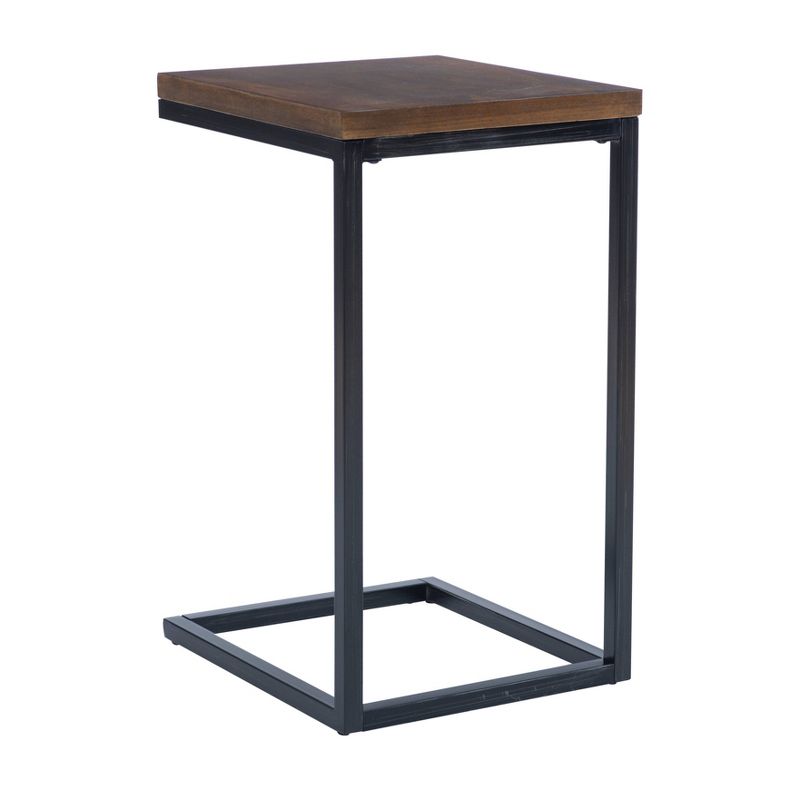 Hamri Traditional C Style Accent Table Walnut Wood and Hand Distressed Black Metal Frame - Powell, 5 of 10