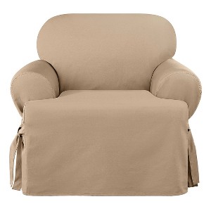 Heavyweight Cotton Duck T-Chair Slipcover Khaki - Sure Fit, Green