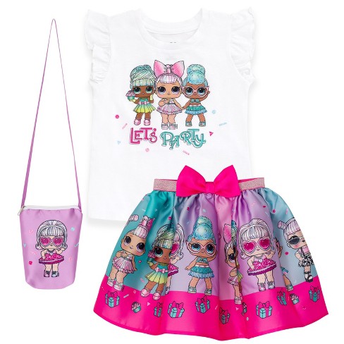 L.o.l. Surprise Aqua Opal Q.t. Pearl Q.t. Big Girls T shirt Skirt And Bag 3 Piece Outfit Set Present Surprise 10 12 Target