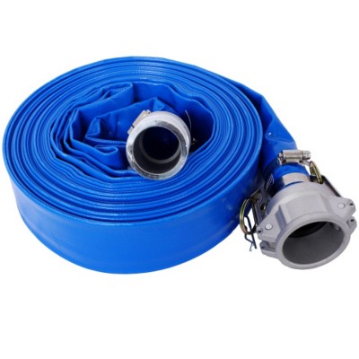 Syemin Drip Irrigation 50Ft Pool Backwash Hose, Heavy Duty Lay Flat Water Discharge Pump Hoses For Swimming Drain Pools, Blue, 1.5"*1.5"*1.5"