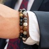 Crucible Men's Skull with Onyx, Labradorite, Howlite and Picasso Jasper Stones Stretch Bracelet (10mm) - 4 of 4