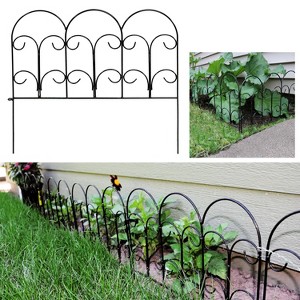 Sunnydaze Outdoor Lawn and Garden Metal Victorian Style Decorative Border Fence Panel Set - 60' - Black - 40pk - 1 of 4