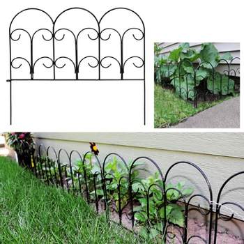 Sunnydaze Outdoor Lawn and Garden Metal Victorian Style Decorative Border Fence Panel Set - 60' - Black - 40pk