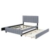 TIRAMISUBEST Queen Size Upholstered Platform Bed with 2 Drawers and 1 Twin XL Trundle, Velvet Bed Frame with Headboard and Slats Support - 3 of 4